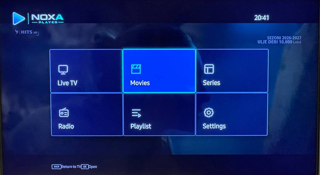 Noxa Player Samsung TV launcher screen